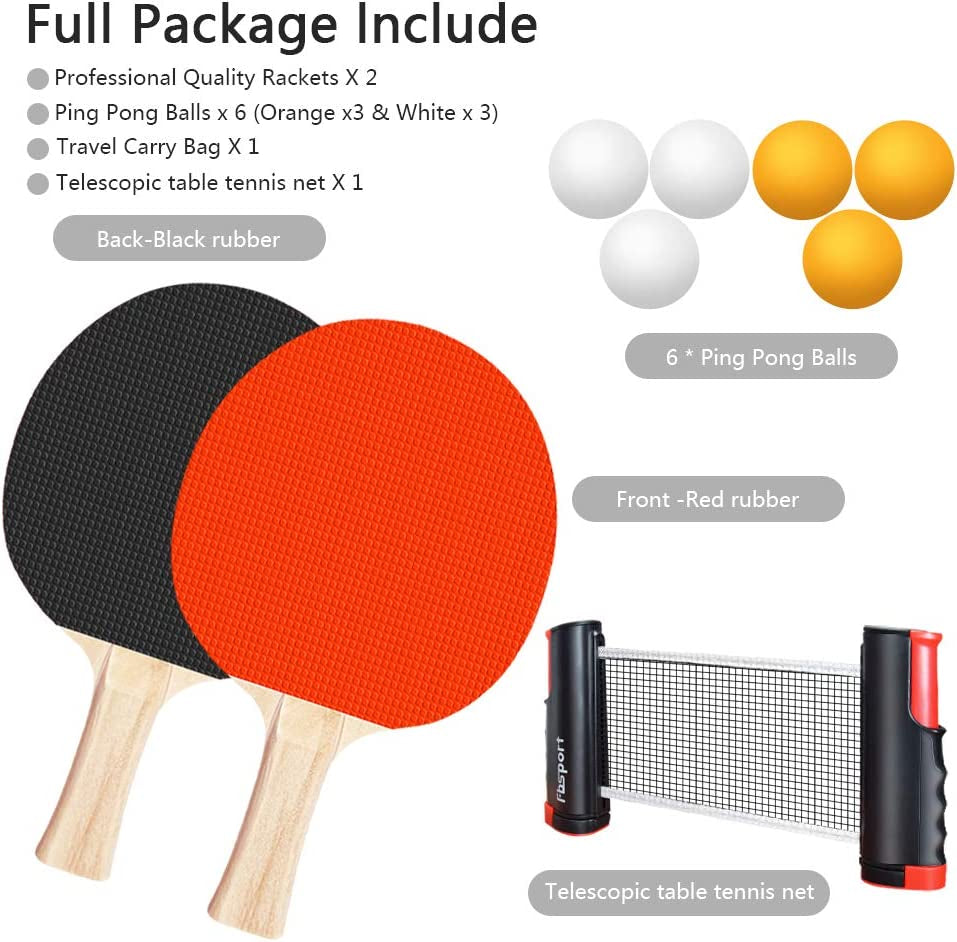 Portable Table Tennis Set with Retractable Net, Paddles, Balls, and Carry Bag for Indoor and Outdoor Use